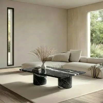 Coffee tables - Jaspura - Coffee Tables - Nero Maquina Marble - 120X60X40 cm - STONE VALLEY