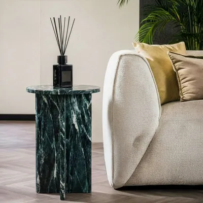 Other tables - Ocel - Other tables - Verde Alpi marble - 45X45X55 cm - STONE VALLEY