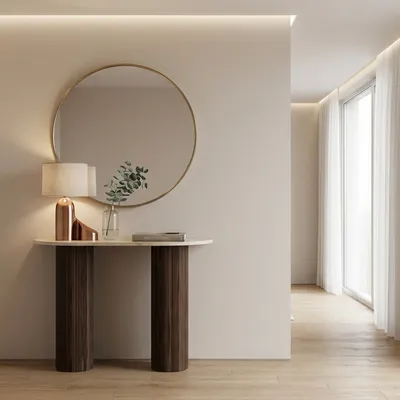 Consoles - Ombrure mini - Table console - Marbre Crema - 100X30X85 cm - STONE VALLEY