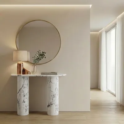 Consoles - Ombrure mini - Table console - Marbre Statuario Michelangelo Carrara - 100X30X85 cm - STONE VALLEY