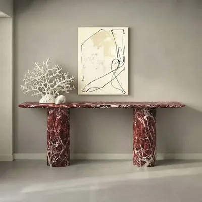 Consoles - Ombrure - Table console - Marbre Rosso Levano - 180X40X85 cm - STONE VALLEY