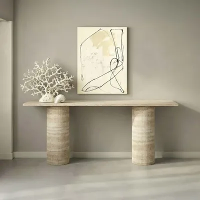 Console table - Ombrure - Console Table - Classic Travertine - 180X40X85 cm - STONE VALLEY