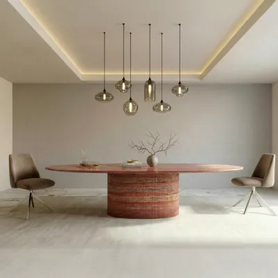 Dining Tables - Valleyra - Dining Tables - Red Travertine - 200X100X75 cm - STONE VALLEY