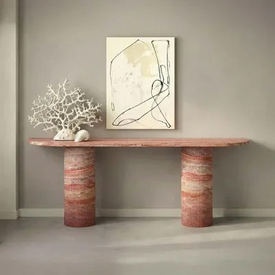 Console table - Ombrure - Console Table - Red Travertine - 180X40X85 cm - STONE VALLEY