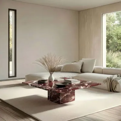 Coffee tables - Carrera - Coffee tables - Rosso Levano marble - 70X70X40 cm - STONE VALLEY