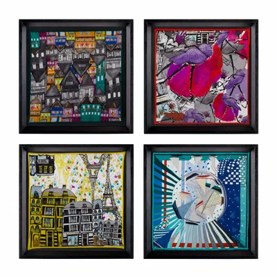 Tableaux - Allusions to France Framed Silk Scarves - UN POCO
