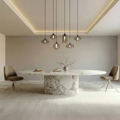 Dining Tables - Valleyra - Dining Tables - Calacatta Oro Marble - 240X120X75 cm - STONE VALLEY