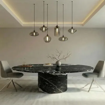 Dining Tables - Ocel - Dining Tables - Nero Maquina Marble - 120X120X75 cm - STONE VALLEY
