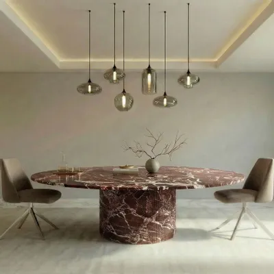Dining Tables - Ocel - Dining Tables - Rosso Levano Marble - 180X180X75 cm - STONE VALLEY