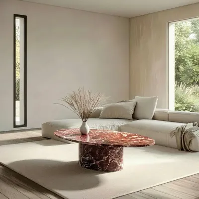 Tables basses - Valleyra - Tables basses - Marbre Rosso Levano - 140X80X40 cm - STONE VALLEY