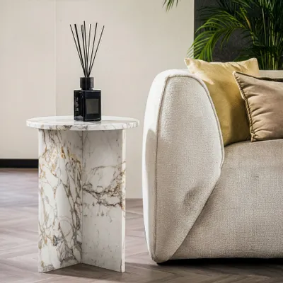 Other tables - Ocel - Other tables - Calacatta Oro marble - 45X45X55 cm - STONE VALLEY