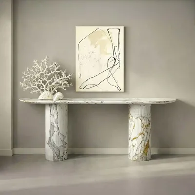 Consoles - Ombrure - Table console - Marbre Calacatta Oro - 160X40X85 cm - STONE VALLEY