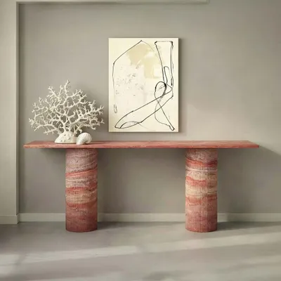 Consoles - Ombrure - Table console - Travertin Rouge - 160X40X85 cm - STONE VALLEY