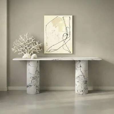 Consoles - Ombrure - Table console - Marbre Statuario Michelangelo Carrara - 180X40X85 cm - STONE VALLEY