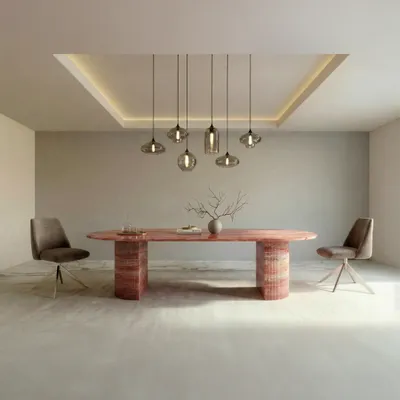Dining Tables - Refleko - Dining Tables - Red Travertine - 180X100X75 cm - STONE VALLEY