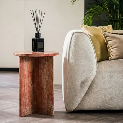Autres tables  - Ocel - Autres tables - Travertin Rouge - 45X45X55 cm - STONE VALLEY