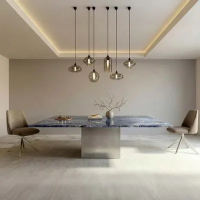 Dining Tables - Carrera - Dining Tables - Blue Bahia Granite - 120X120X75 cm - STONE VALLEY