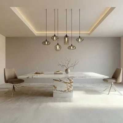 Dining Tables - Carrera - Dining Tables - Calacatta Oro Marble - 120X120X75 cm - STONE VALLEY