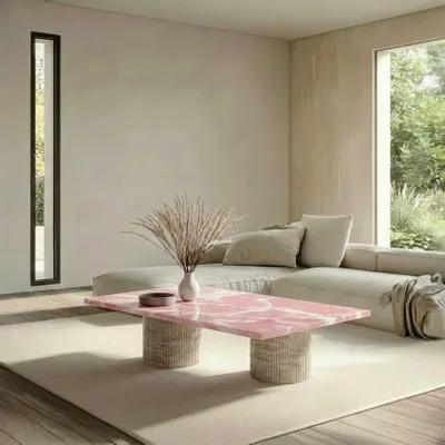 Coffee tables - Jaspura - Coffee tables - Pink Onyx - 100X50X40 cm - STONE VALLEY