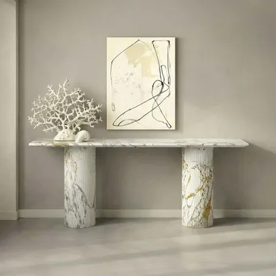 Consoles - Ombrure - Table console - Marbre Calacatta Oro - 180X40X85 cm - STONE VALLEY