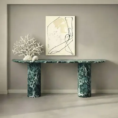 Consoles - Ombrure - Table console - Marbre Verde Alpi - 180X40X85 cm - STONE VALLEY