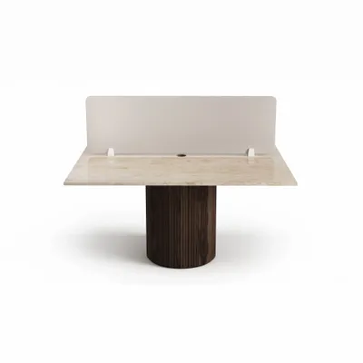 Mobilier et rangements pour bureau - Escalerion - bureaux - Marbre Crema - 140X140X75 cm - STONE VALLEY