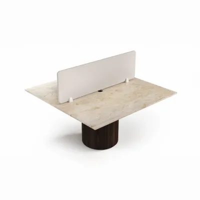 Mobilier et rangements pour bureau - Escalerion - bureaux - Marbre Crema - 140X140X75 cm - STONE VALLEY