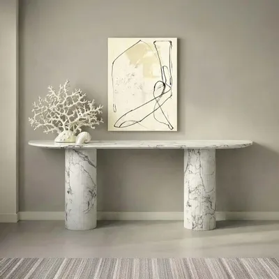Consoles - Ombrure - Table console - Marbre Statuario Michelangelo Carrara - 180X40X85 cm - STONE VALLEY