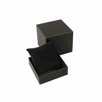 Gifts - Black grained cardboard bracelet case, black suede-like cushion - LAVAL 1878
