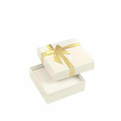 Gifts - White iridescent cardboard trinket tray with a gold embossed printed bow - LAVAL 1878