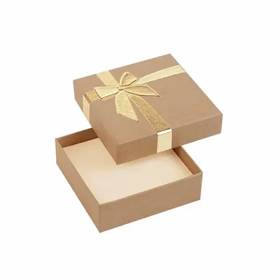 Gifts - Natural kraft cardboard box, gold-printed hot foil stamped bow - LAVAL 1878