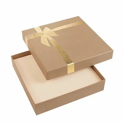 Gifts - Natural kraft cardboard necklace box, hot-stamped gold-printed bow - LAVAL 1878