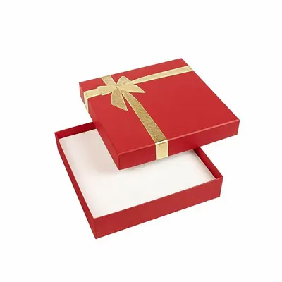 Cadeaux - Écrin collier carton rouge mat, noeud dorure à chaud imprimé doré - LAVAL 1878