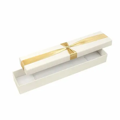 Cadeaux - Écrin bracelet/montre carton blanc cassé, noeud ruban aspect satin - LAVAL 1878