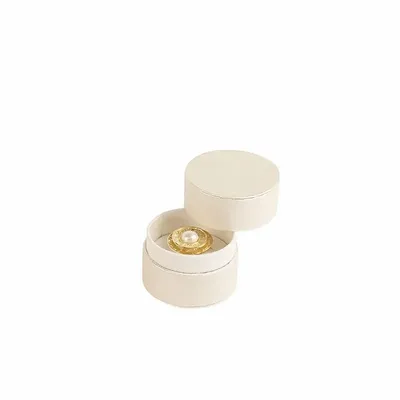 Gifts - Round ring box, matte white iridescent cardboard - LAVAL 1878