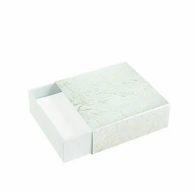 Cadeaux - Écrin bleu vert irisé, tiroir - Volute dorure à chaud dorée - LAVAL 1878