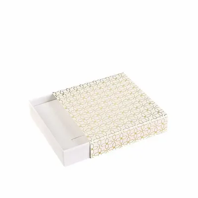 Cadeaux - Écrin blanc mat, tiroir - fleurs dorées dorure à chaud dorée - LAVAL 1878