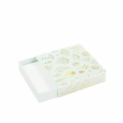 Gifts - Matte pastel green case, drawer - Floral floral design with gold foil stamping - LAVAL 1878