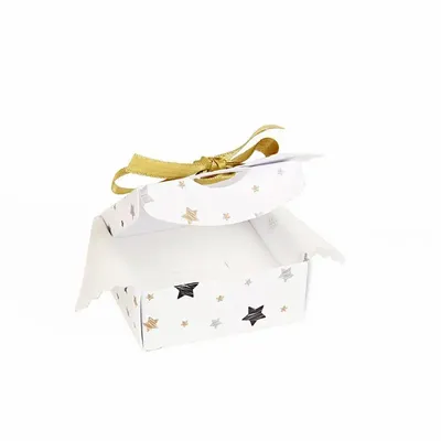 Gifts - Matte cardboard trinket tray with black and gold star design and gold satin ribbon - LAVAL 1878