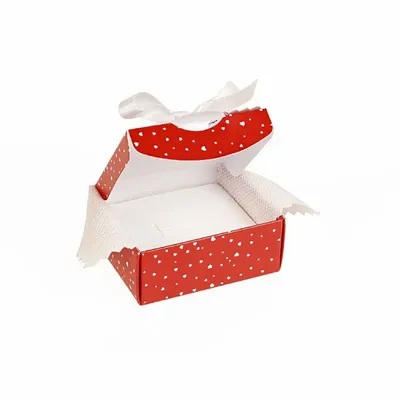 Gifts - Red and white matte cardboard Valentine's Day gift box, white satin ribbon - LAVAL 1878