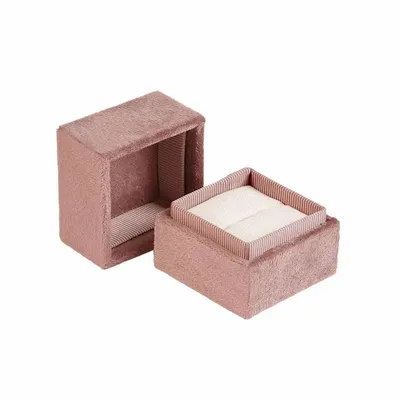 Gifts - Square ring box in old rose synthetic velvet - LAVAL 1878