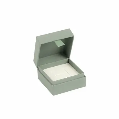 Gifts - Ring/Earring Box, Cardboard with Rubberized Finish and Hinge, Sage Green - LAVAL 1878