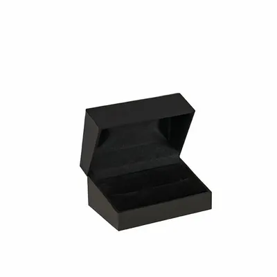 Gifts - Black matte smooth sheathed 2-ring box - LAVAL 1878
