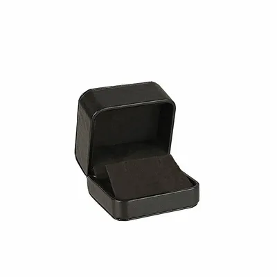 Cadeaux - Écrin boucles d'oreilles synthétique aspect cuir de bovin lisse, noir - LAVAL 1878