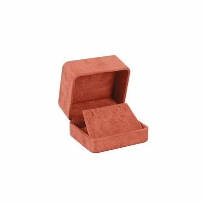 Gifts - Earring case with synthetic suede-like finish, terracotta - LAVAL 1878
