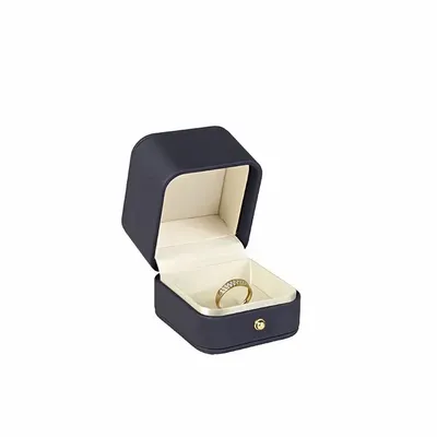 Gifts - Navy blue synthetic-coated ring case with a satin finish - LAVAL 1878