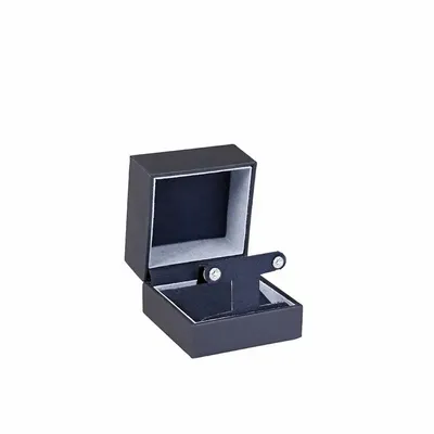 Gifts - High-end matte synthetic-coated earring case/necklace, navy blue - LAVAL 1878