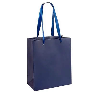 Cadeaux - Sacs papier mat bleu nuit, poignées ruban 22 x 10 x H 29cm, 190g (x12) - LAVAL 1878