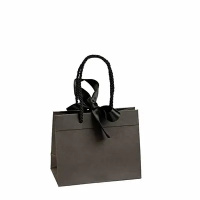 Gifts - Matte black paper bags, black ribbon, 24 x 10 x H 18cm, 170g (x10) - LAVAL 1878