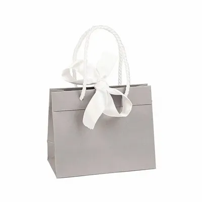 Gifts - Gray matte paper bags, white ribbon, 24 x 10 x H 18cm, 145g (x10) - LAVAL 1878